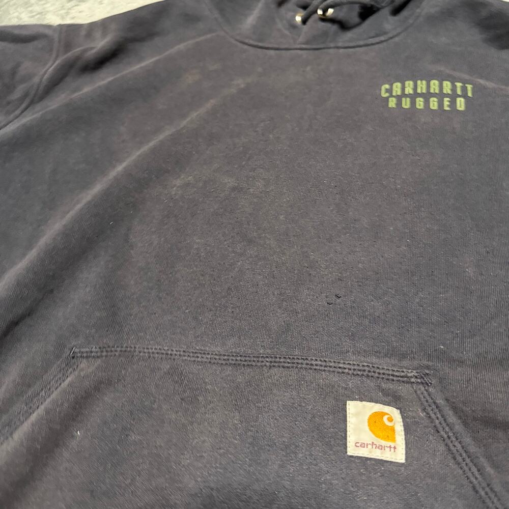 Carhartt Hoodie Mens XL Blue Graphic Workwear Rugged Sweatshirt *** - Picture 4 of 10
